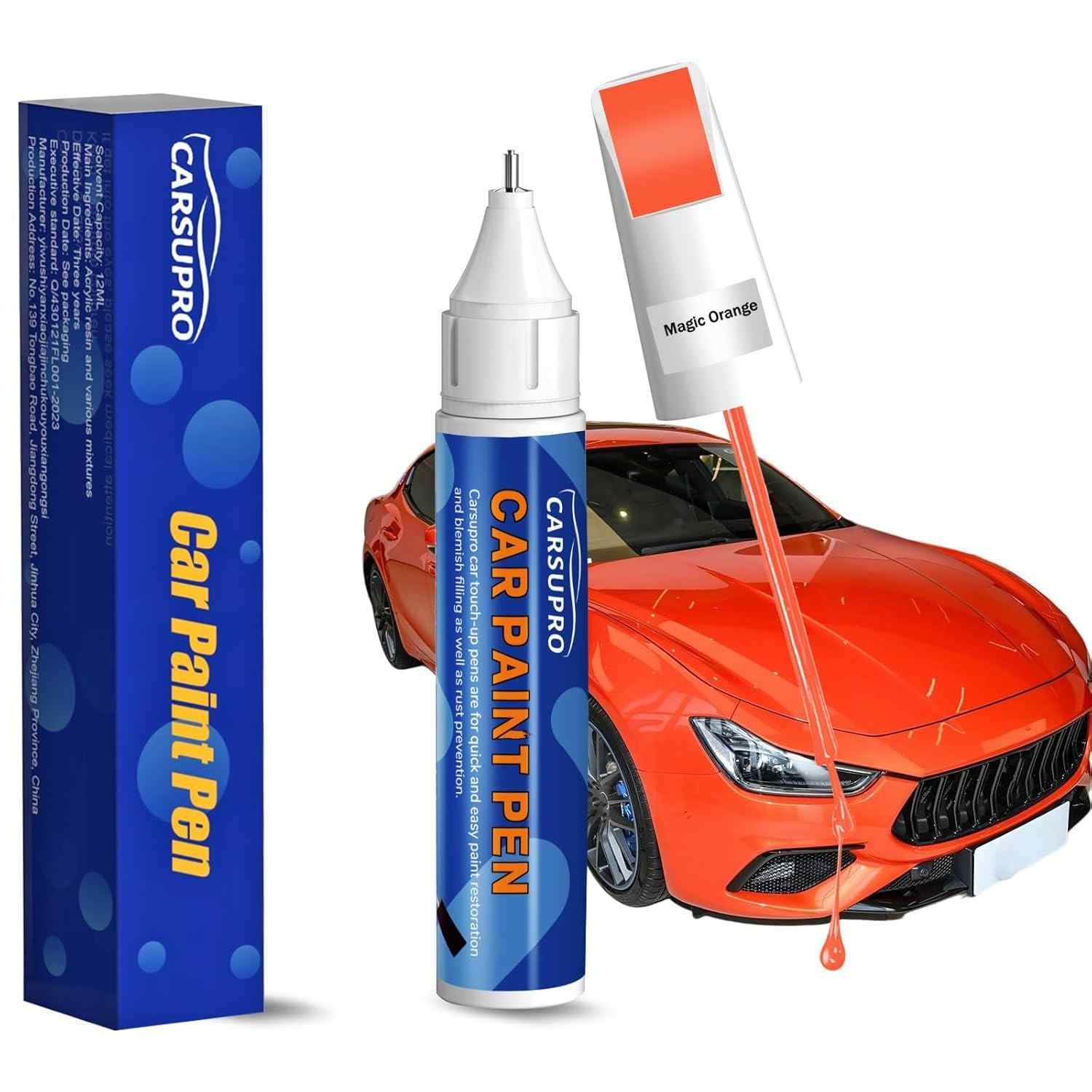 Caneta de Retoque Automotivo Laranja Vívido - Reparo de Arranhões com Cor Exata