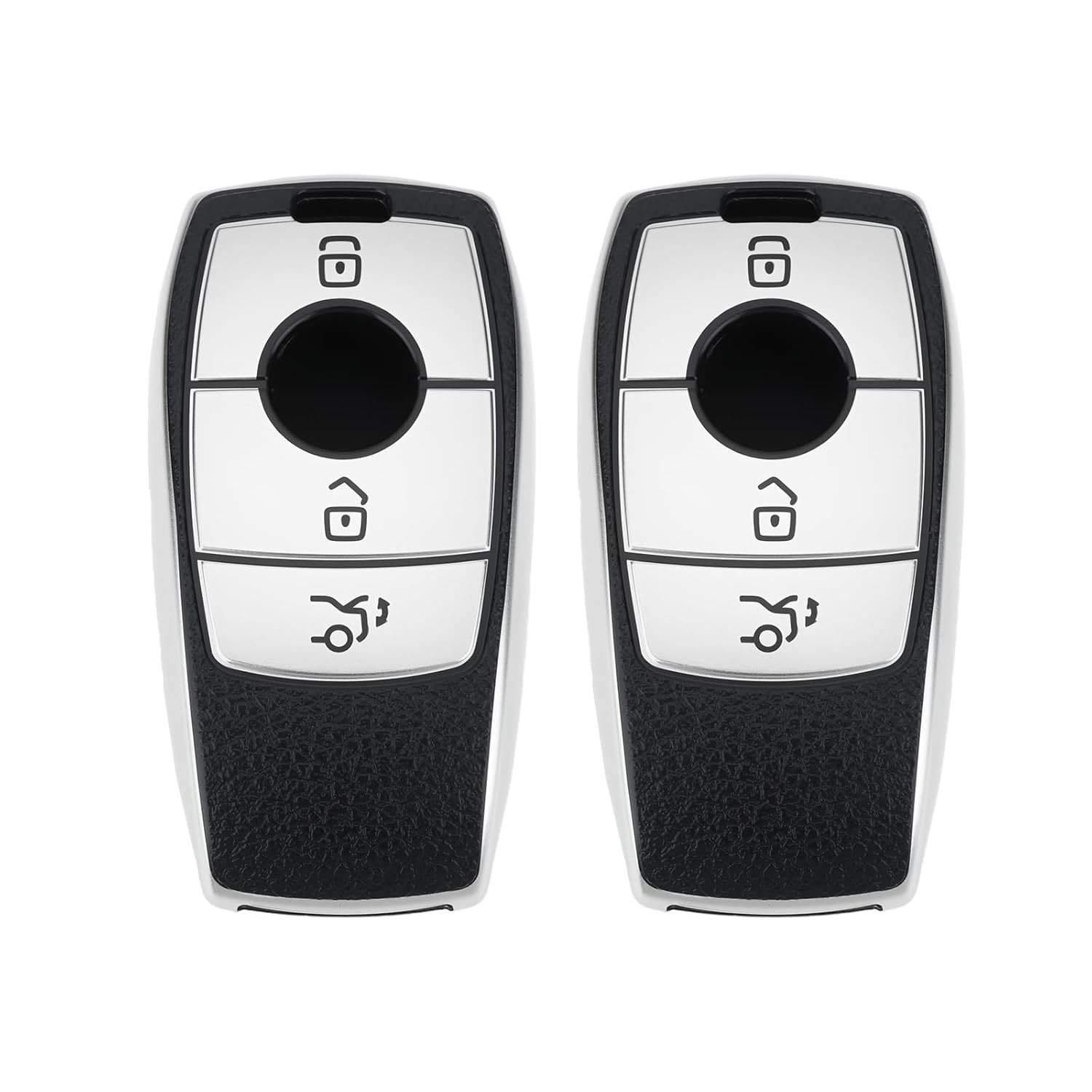 Kit 2 Capas Protetoras Premium Prata para Chave Mercedes Benz (A, B, C, E, G, GLA, GLC, GLS, GLE)