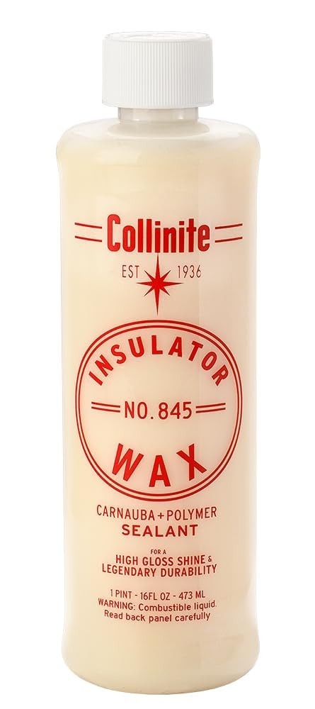Collinite Cera isolante 845 - fácil de usar carnaúba + selante de cera de polímero - brilho alto + contas hidrofóbicas duráveis e proteção de tinta de longa duração para