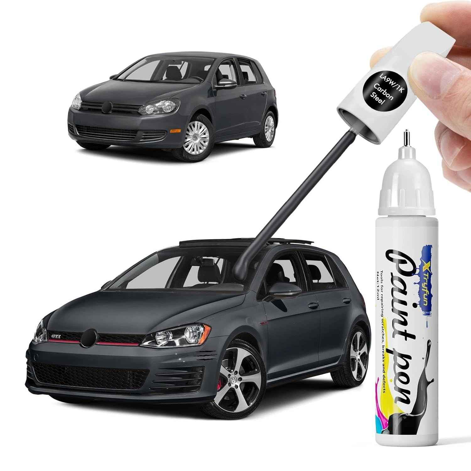 Tinta de Retoque para Carro Volkswagen - Cor Aço Carbono LA9W | Reparo de Arranhões e Lascas com Perfeição