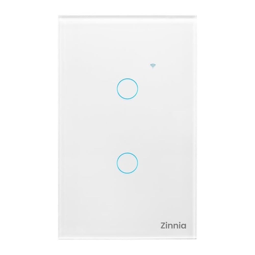 Interruptor Smart Zinnia 2 Botões: Controle sua Casa com Voz e Toque | Wi-Fi, Alexa, Google Home | Branco