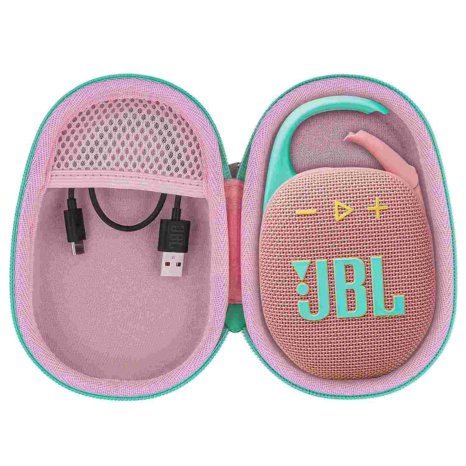 Estojo Rígido Premium co2CREA para JBL Clip 5: Proteção Rosa à Prova de Choque e Água