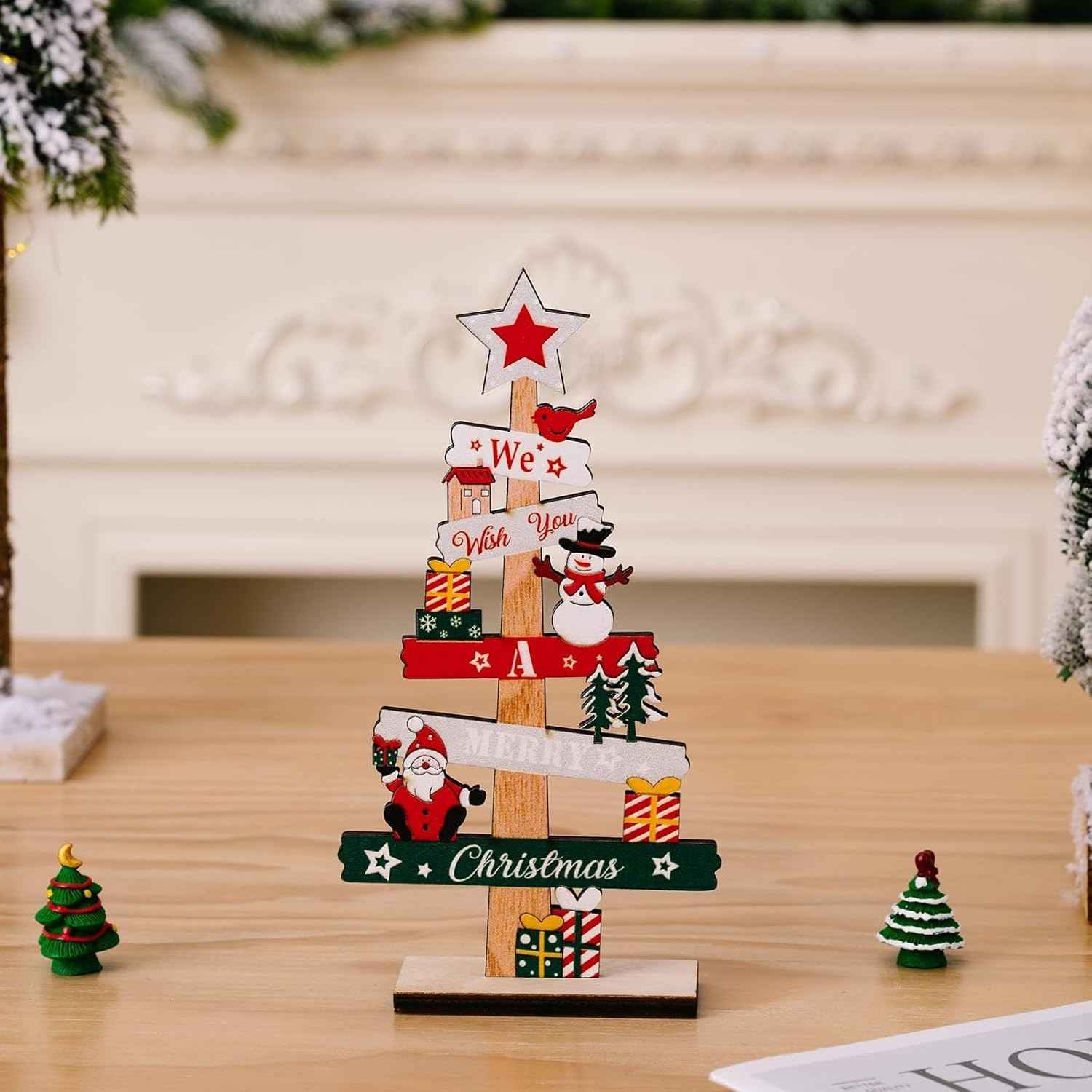 Decoração de Mesa para Natal - Estatueta Coleção Papai Noel e Boneco de Neve