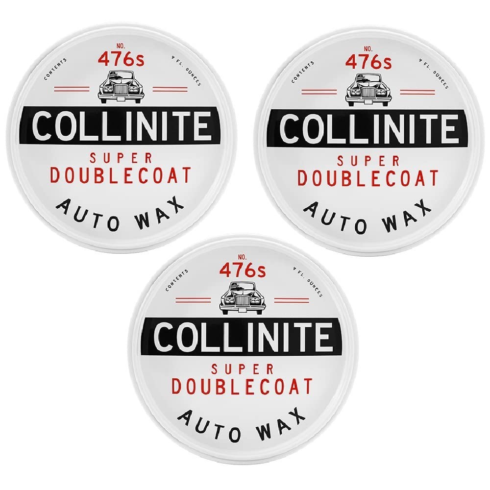 Collinite 476 Super Doublecoat Paste Wax – alto brilho + contas hidrofóbicas ultraduráveis e proteção de tinta de longa duração para carros, caminhões e motocicletas (266 ml) pacote com 3
