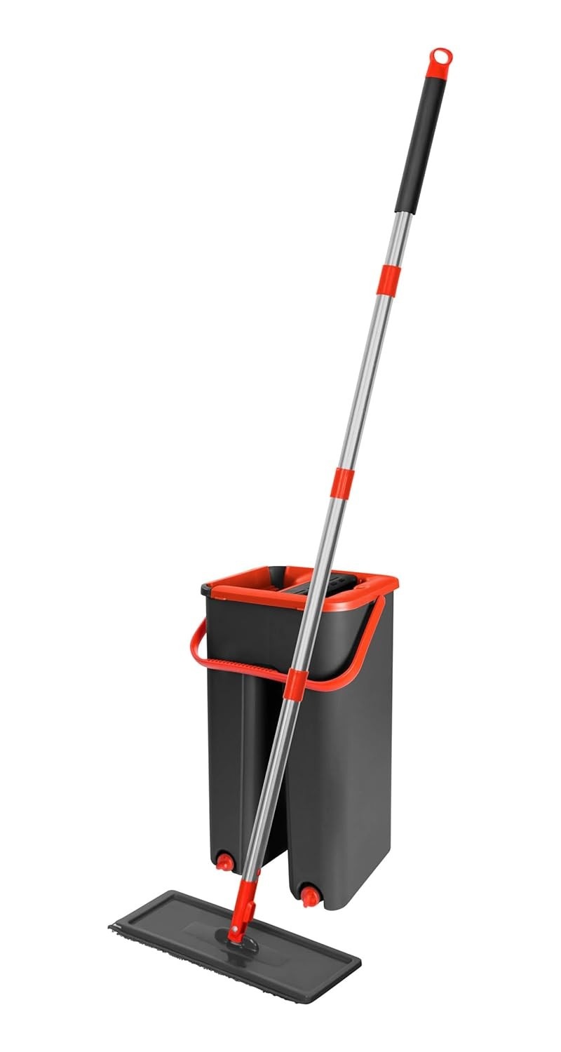 Powermaid Mop Lava e Seca com Base 360° e Pano de Microfibra Reutilizável - Cabo Inox 125cm