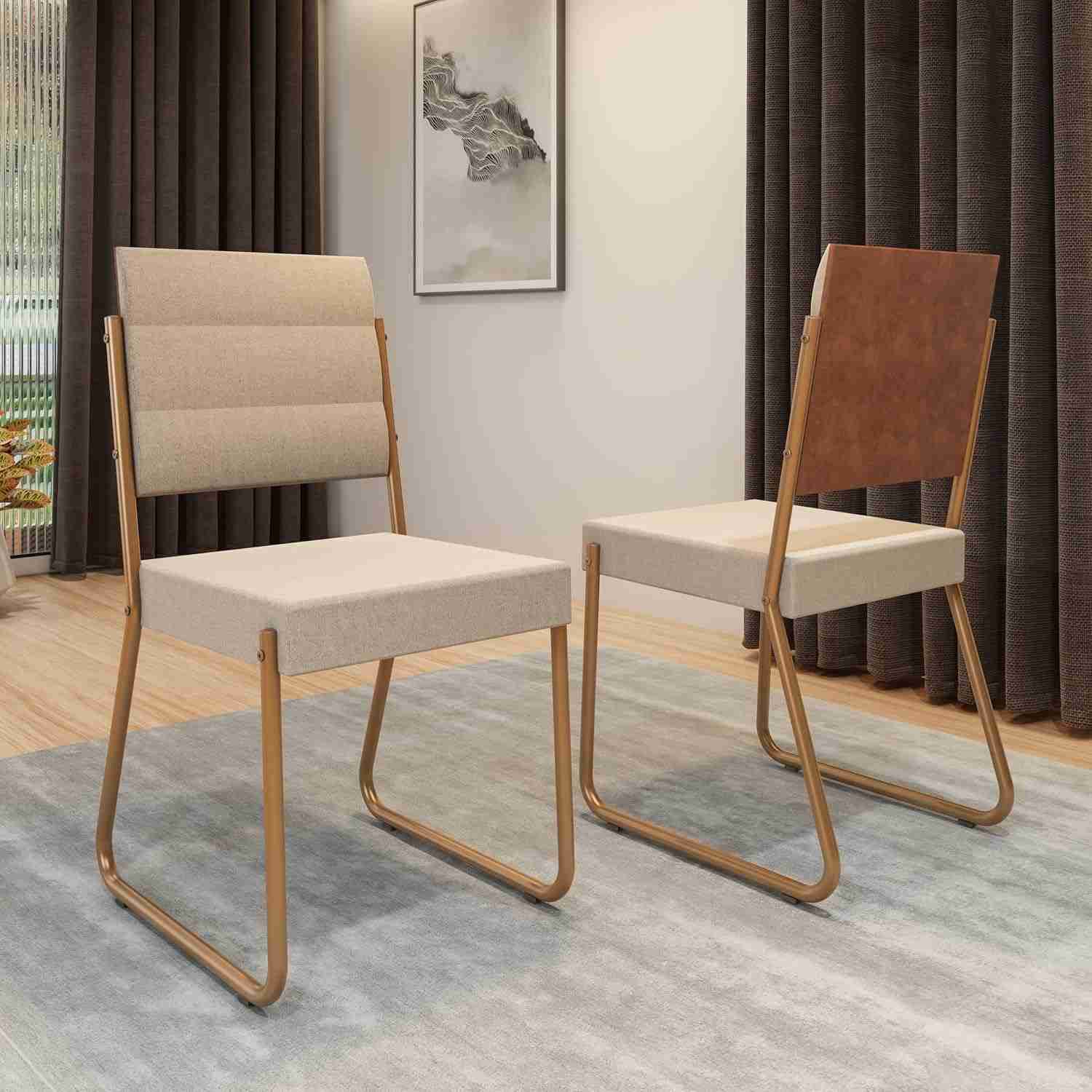 Conjunto com 2 Cadeiras de Jantar 1736 Carraro Caramelo/Rose - Design Moderno e Conforto