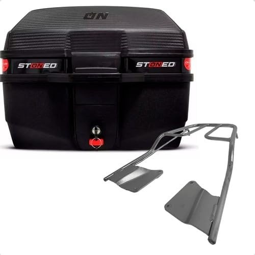 Bauleto Stoned 35L para Moto Honda Titan 160 (2016-2023) - Bagageiro Completo com Faixa Preta