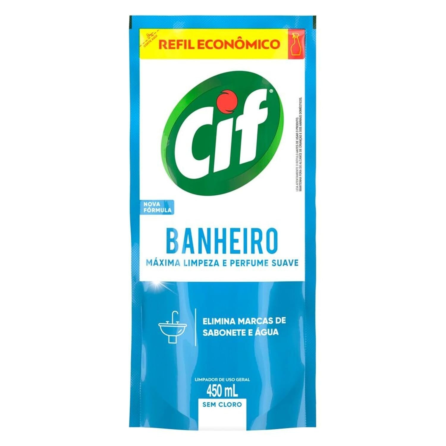 Limpador Cif Banheiro Sem Cloro 450ml - Refil Econômico com Fórmula Avançada