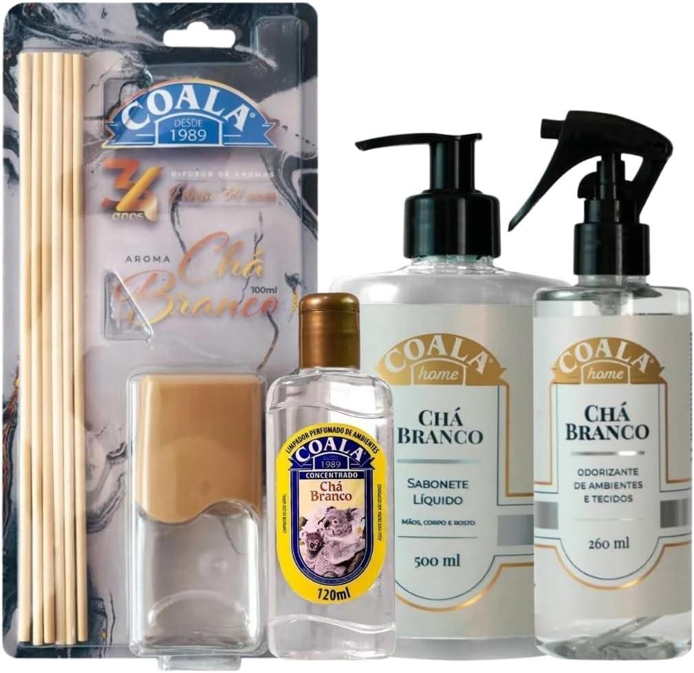 Kit Coala Chá Branco - 4 Produtos para Limpeza e Aroma com Fragrância Suave