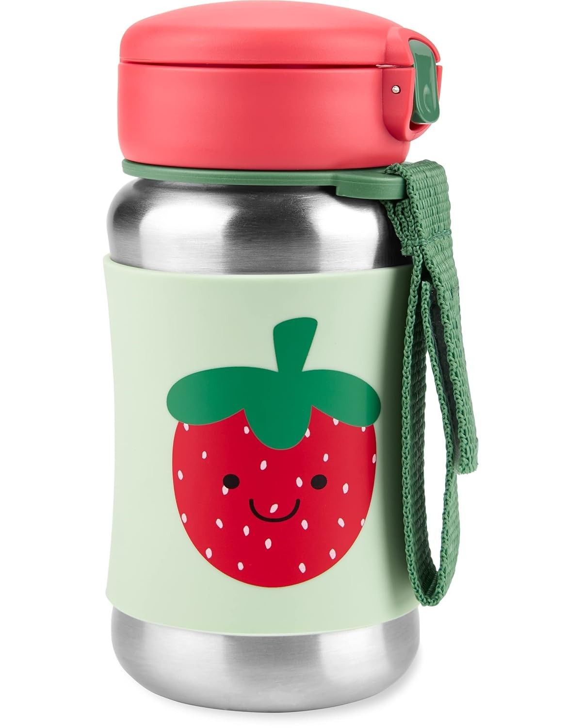 Skip Hop Garrafa Infantil com Canudo - Aço Inox, Design Morango, Antiderrapante