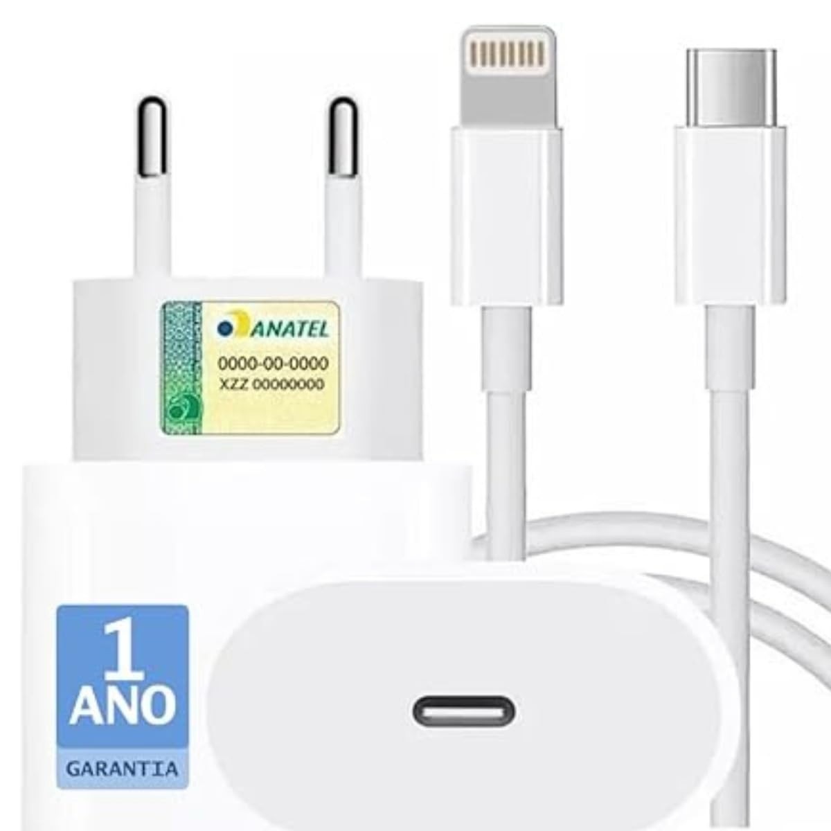 Carregador Turbo 25W USB-C p/ iPhone: Carga Rápida e Segura com Cabo Lightning Reforçado