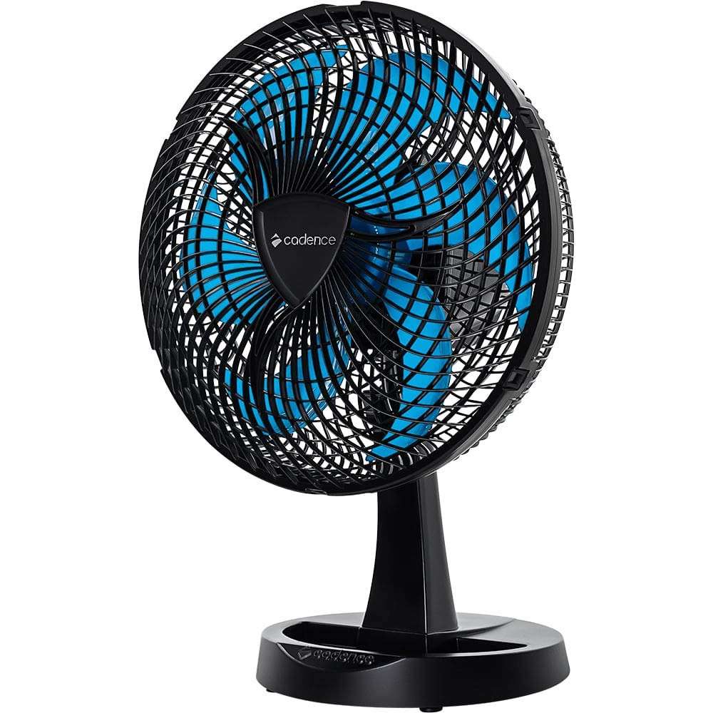 Ventilador Cadence New Windy 220V | 6 Pás Potentes, Design Compacto com Porta-Trecos | Preto e Azul
