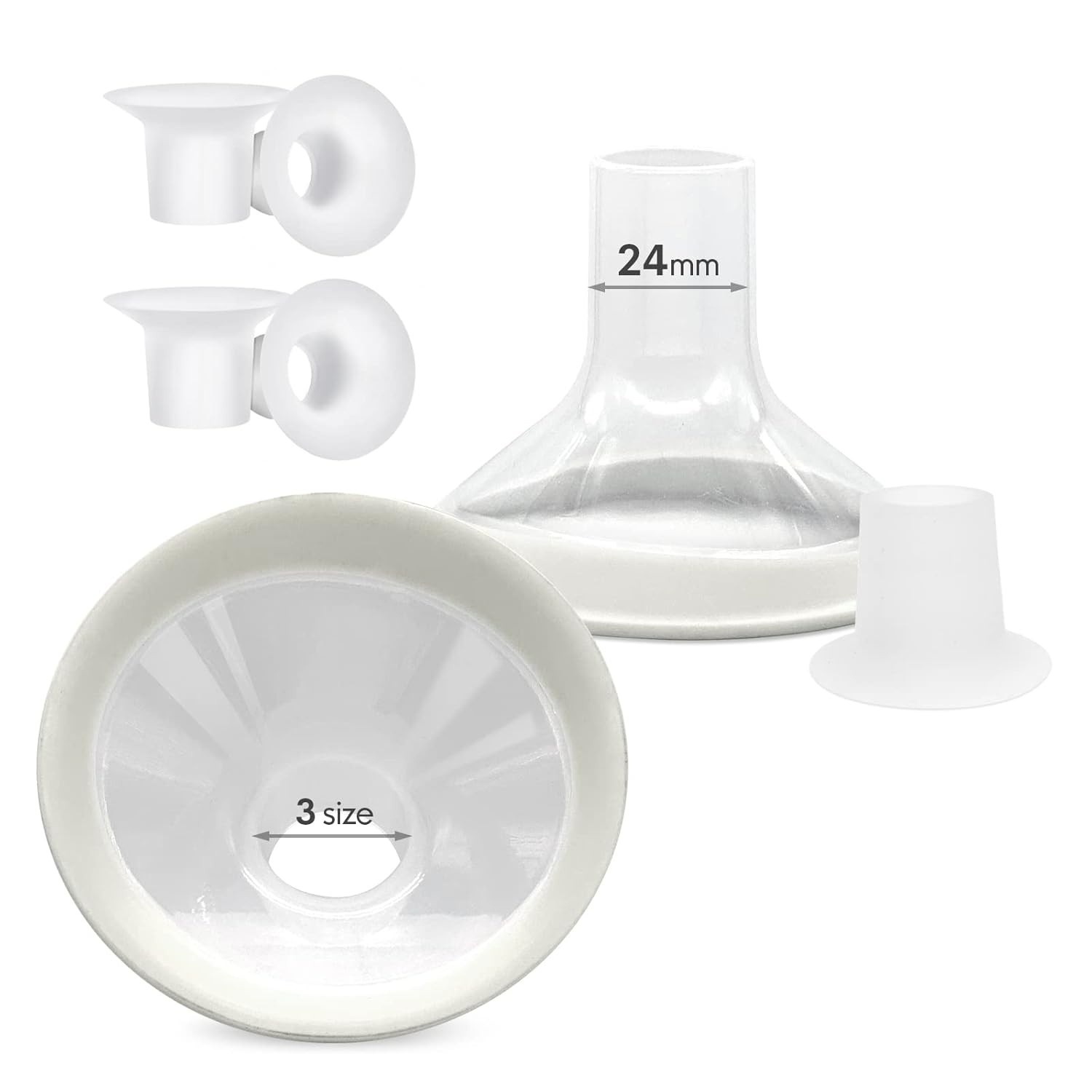Inserções de Flange Mompmuir 6 Unidades 17/19/21mm + 2 Protetores 24mm - Compatível com Lansinoh e Medela