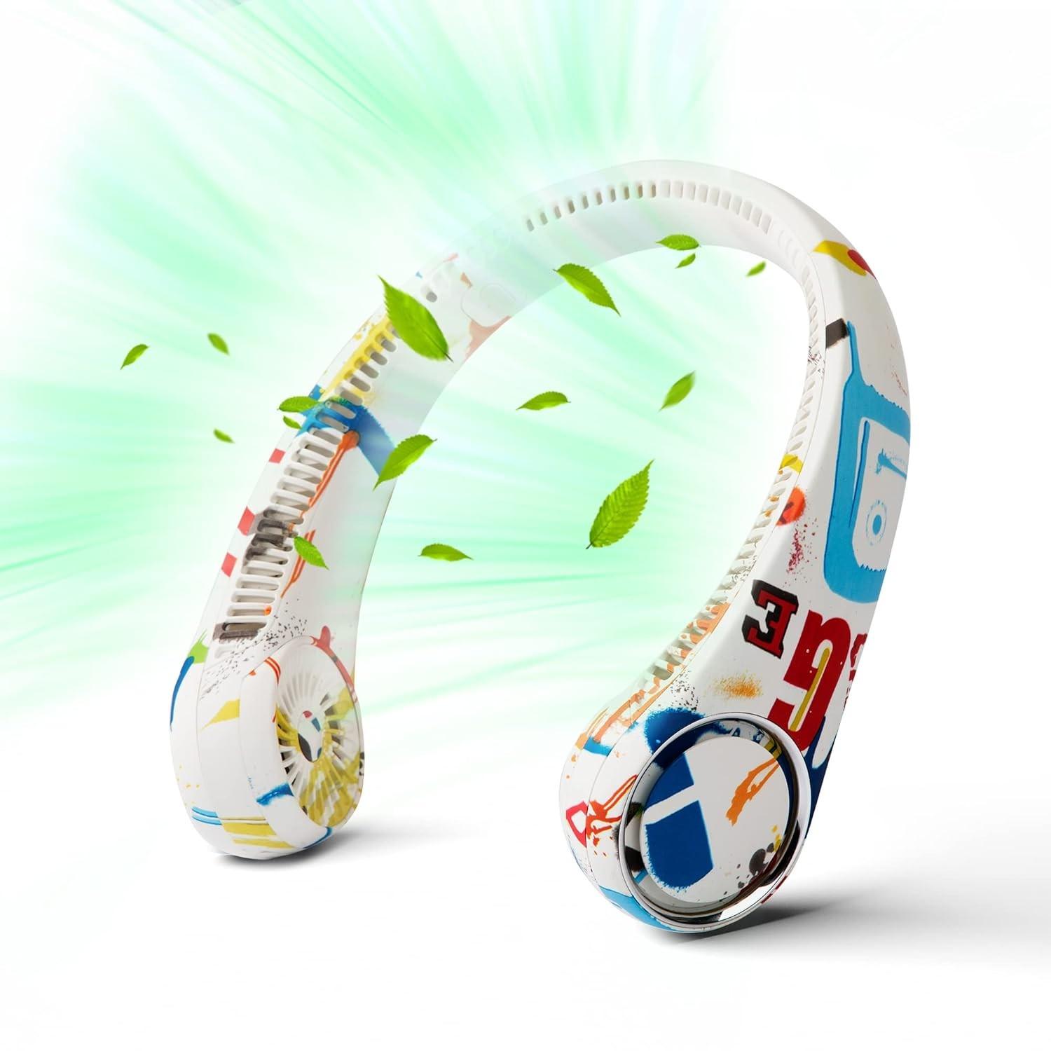Ventilador de Pescoço Portátil Silencioso com Resfriamento 360° - Leve, Confortável e Versátil