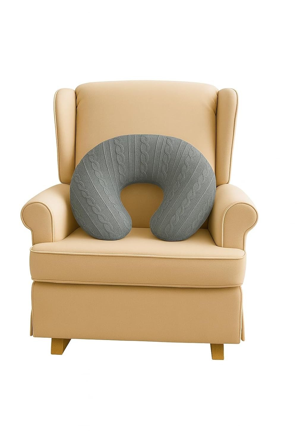 Almofada de Amamentação em Tricot Cinza - Conforto Ergonômico e Maciez para Mães e Bebês