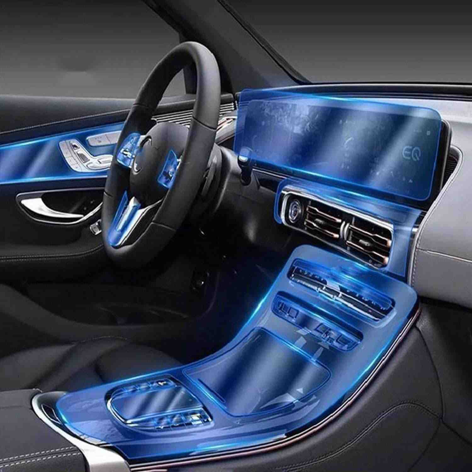 Película Protetora TPU Transparente para Console Central Benz EQC 350 400 (2020-2023) - Antirrisco e Anti-impacto