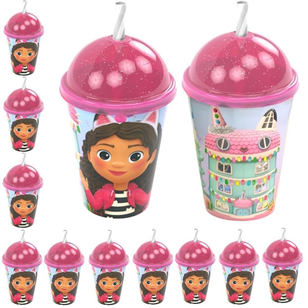 Kit 10 Copos e Canudos A Casa Mágica da Gabby - Festa Infantil Divertida