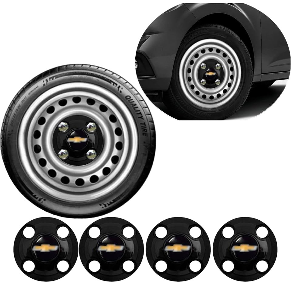 Kit 4 Calotinhas Centro Roda Ferro CHEVROLET Onix, Celta, Corsa, Prisma, Montana (Aro 13-15)