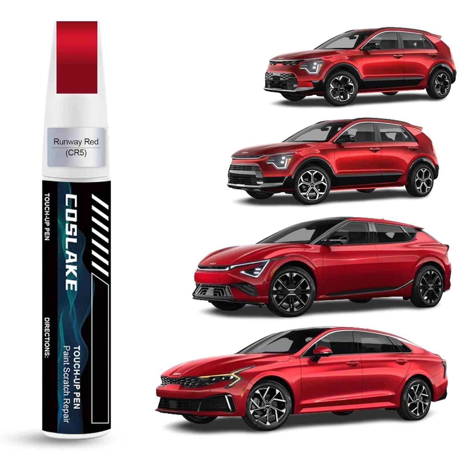 Tinta de Retoque para Carro Runway Red (CR5) - Kit de Reparo para Kia com Caneta Removedora de Arranhões 2 em 1