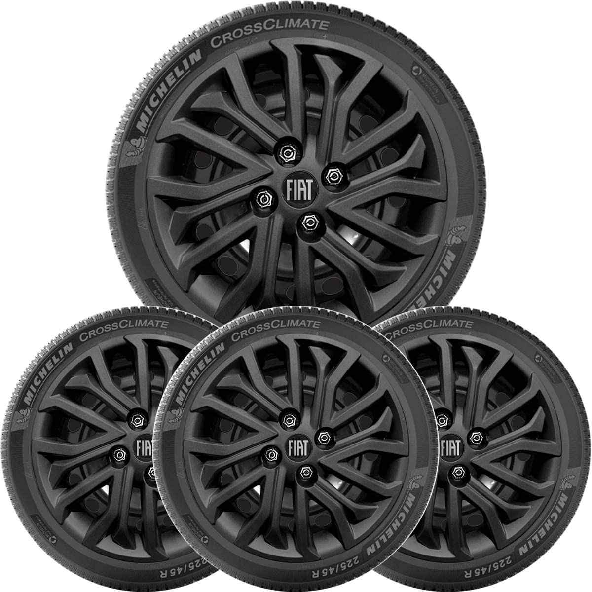 Kit 4 Calotas Aro 15 Fiat Mobi Argo Cronos Black Piano - Estilo e Proteção