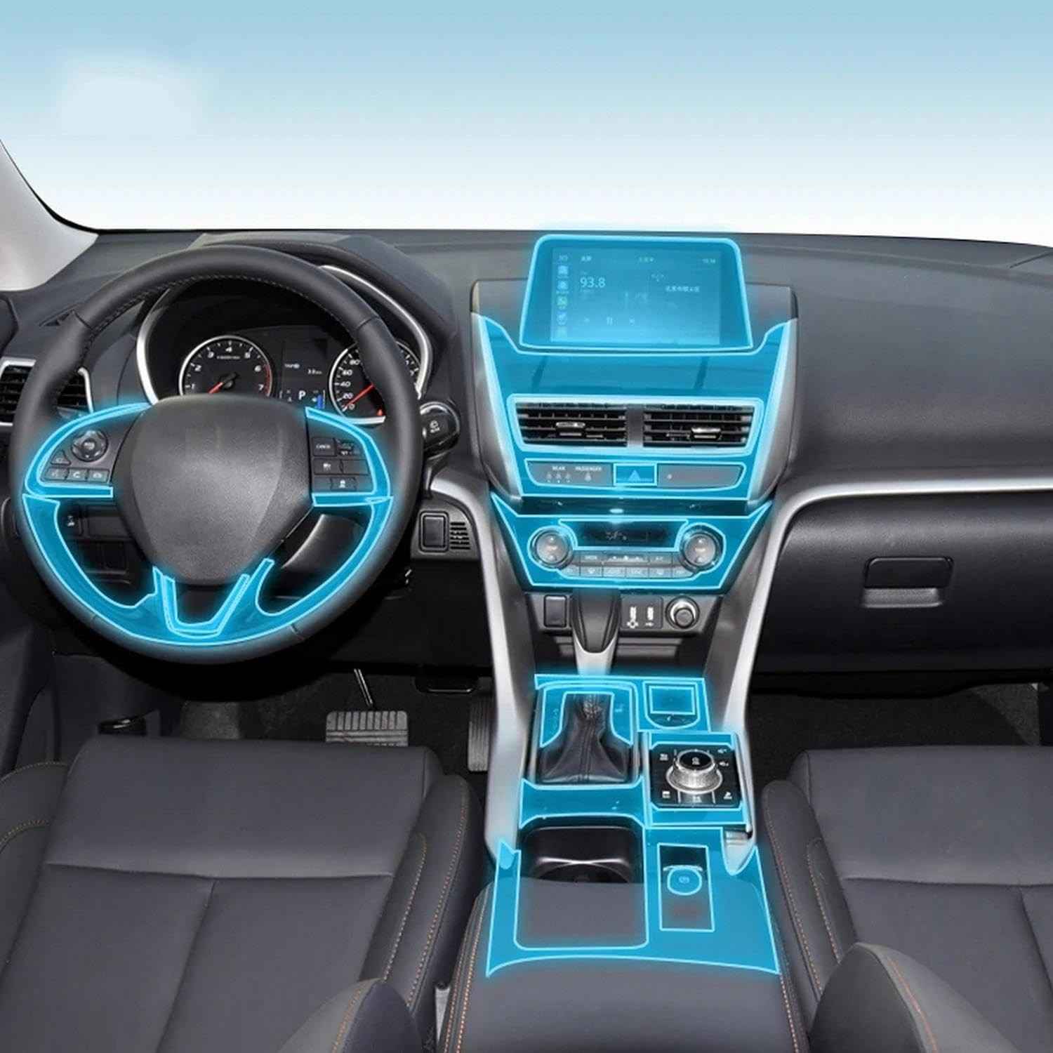 Película Protetora TPU Transparente para Console Central Mitsubishi Eclipse Cross 2018–2024