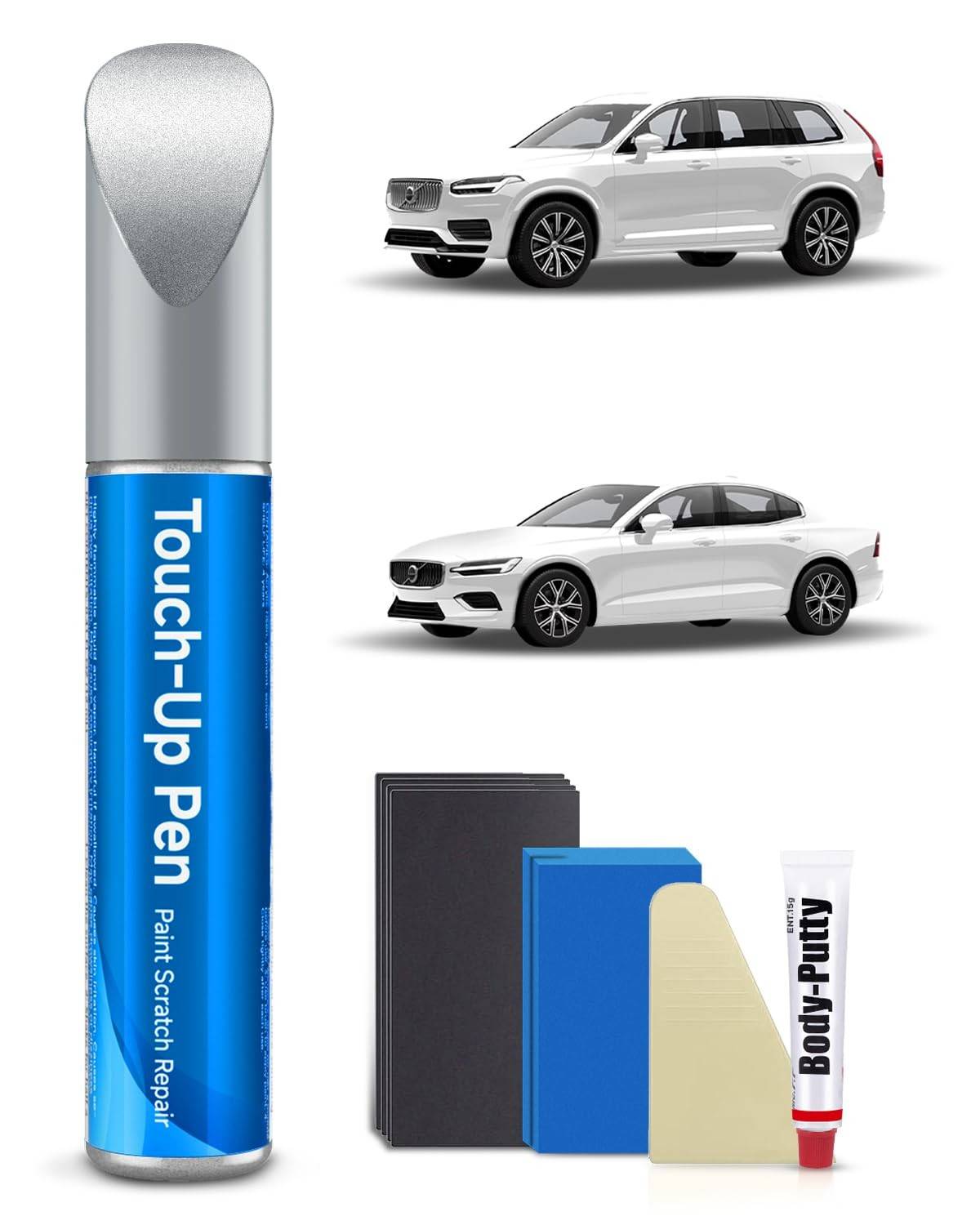 Kit de Tinta de Retoque para Volvo - Crystal White Pearl Tricoat Obsidiana | Reparo Profissional de Arranhões