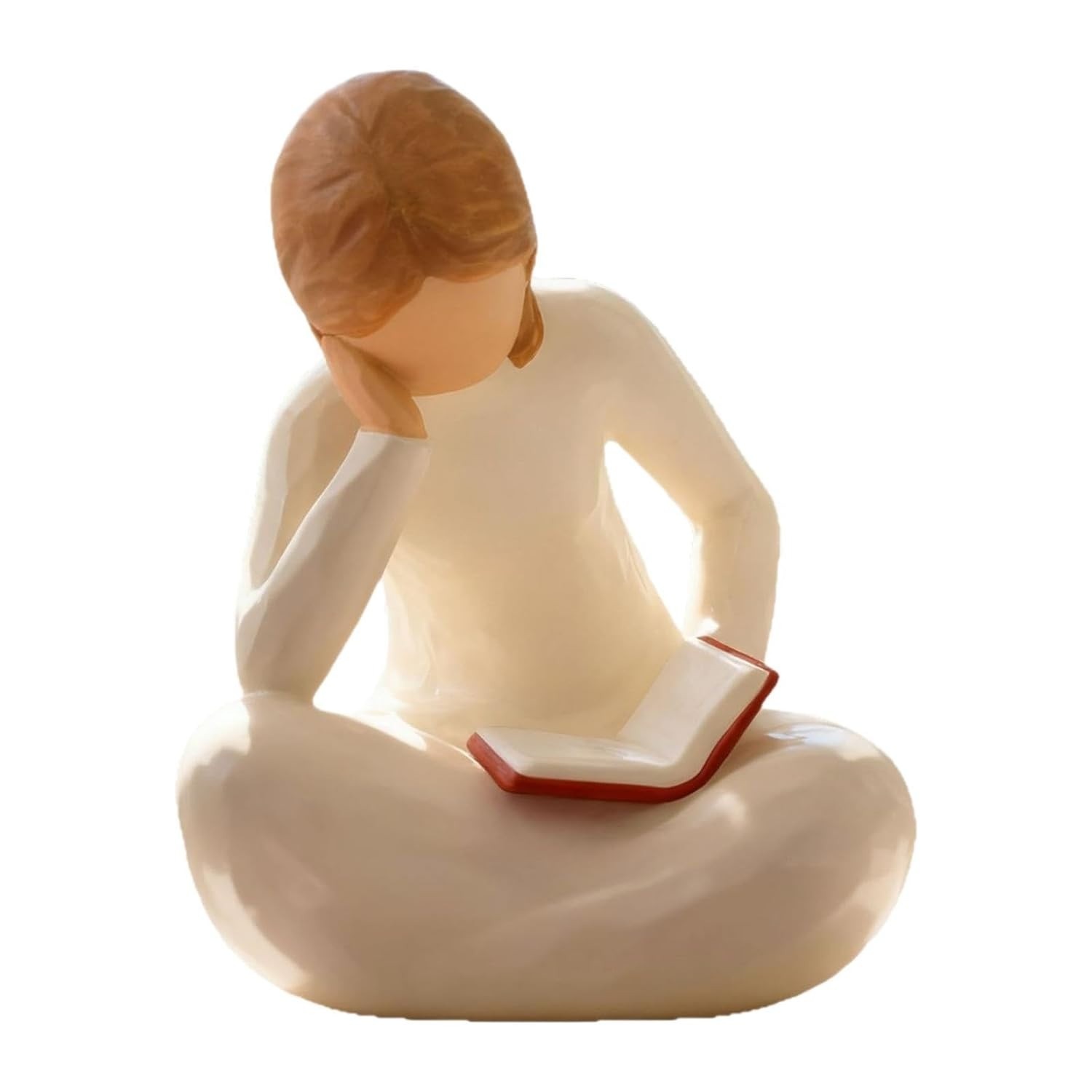 Estátua da Pensadora Lendo - Escultura Moderna em Resina para Decoração de Estante e Escritório