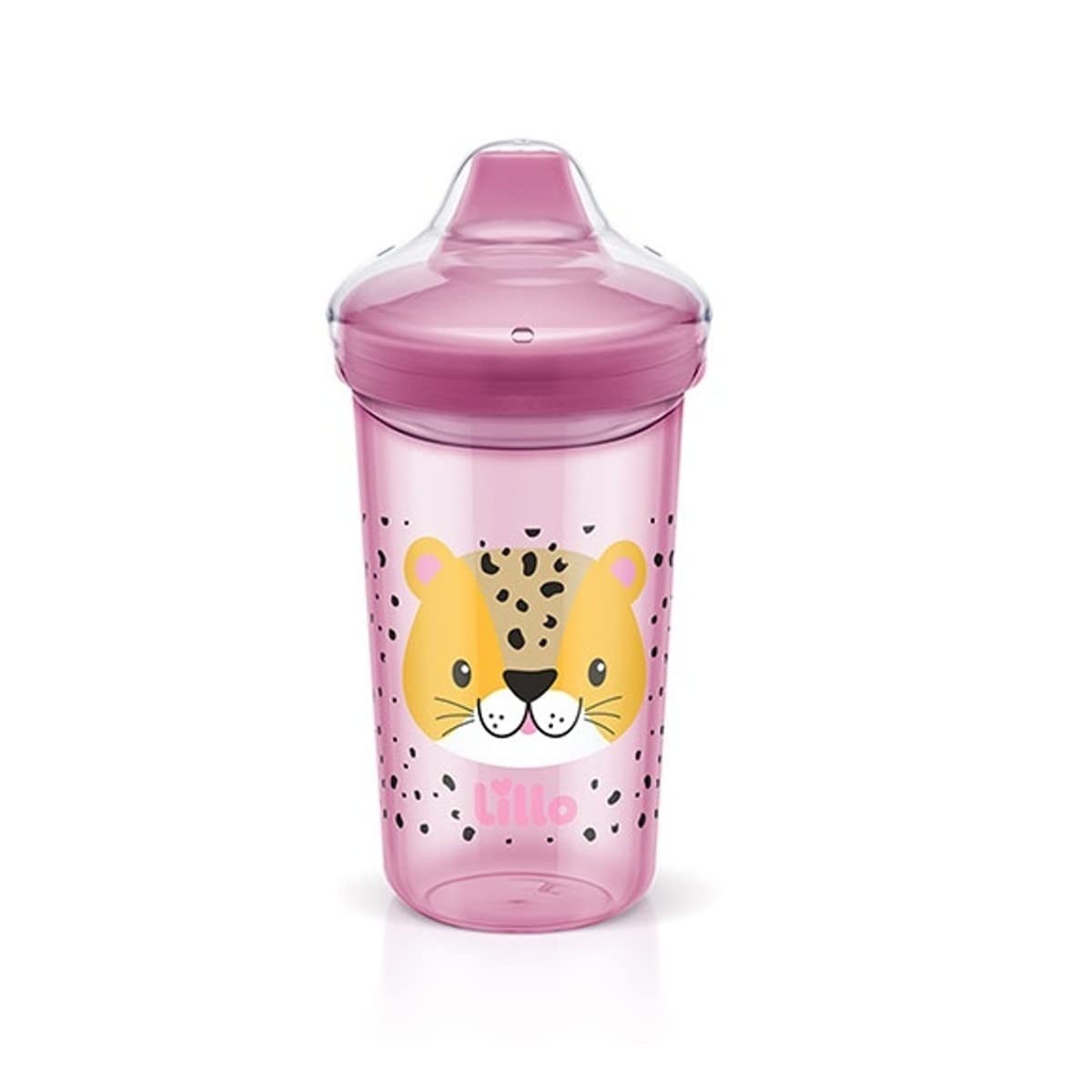 Lillo Copo de Transição Antivazamento 320ml Eco Max Onça Rosa - Seguro, Ergonômico e Livre de BPA