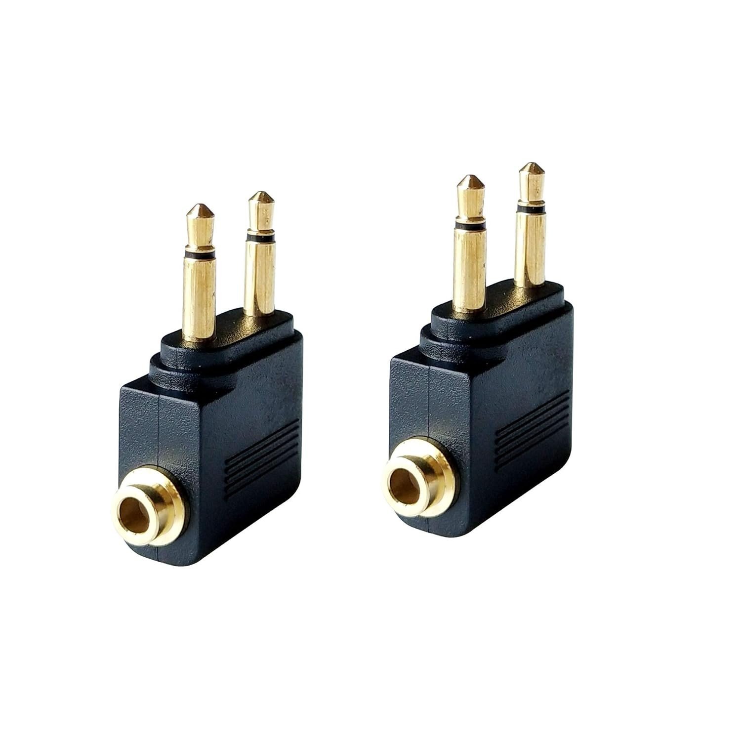 Adaptador de Fone de Ouvido 3.5mm Banhado a Ouro para Avião (2 Unidades)