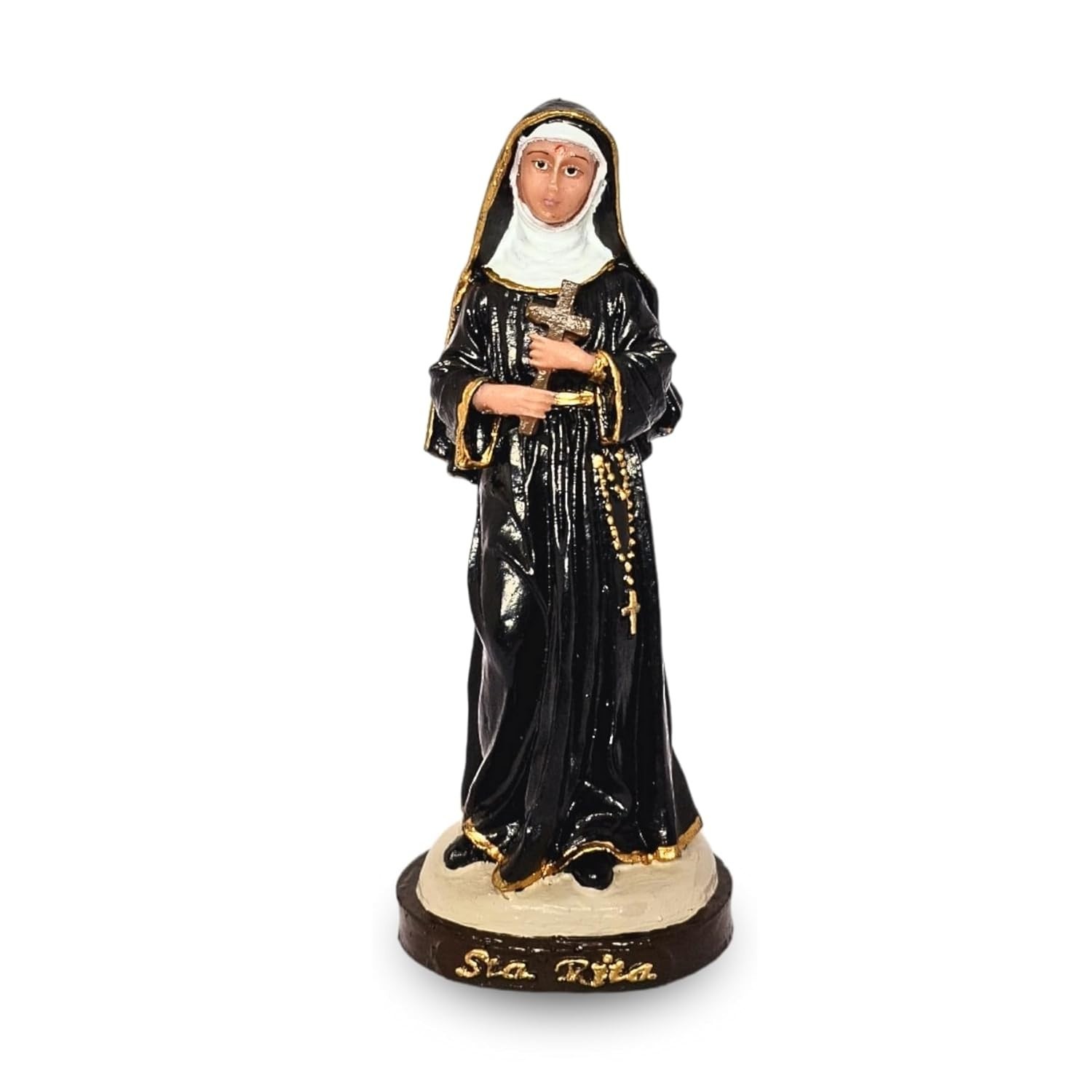 Imagem de Santa Rita de Cássia em Resina 15cm - Pintada à Mão com Detalhes Delicados