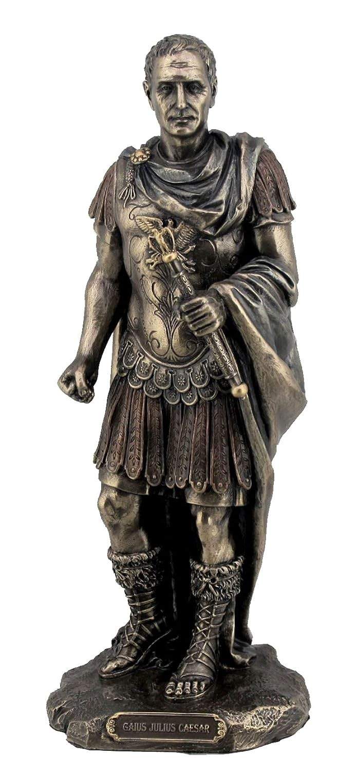 Estátua de Júlio César em Bronze - Réplica Militar Romana 10x8,5x26cm