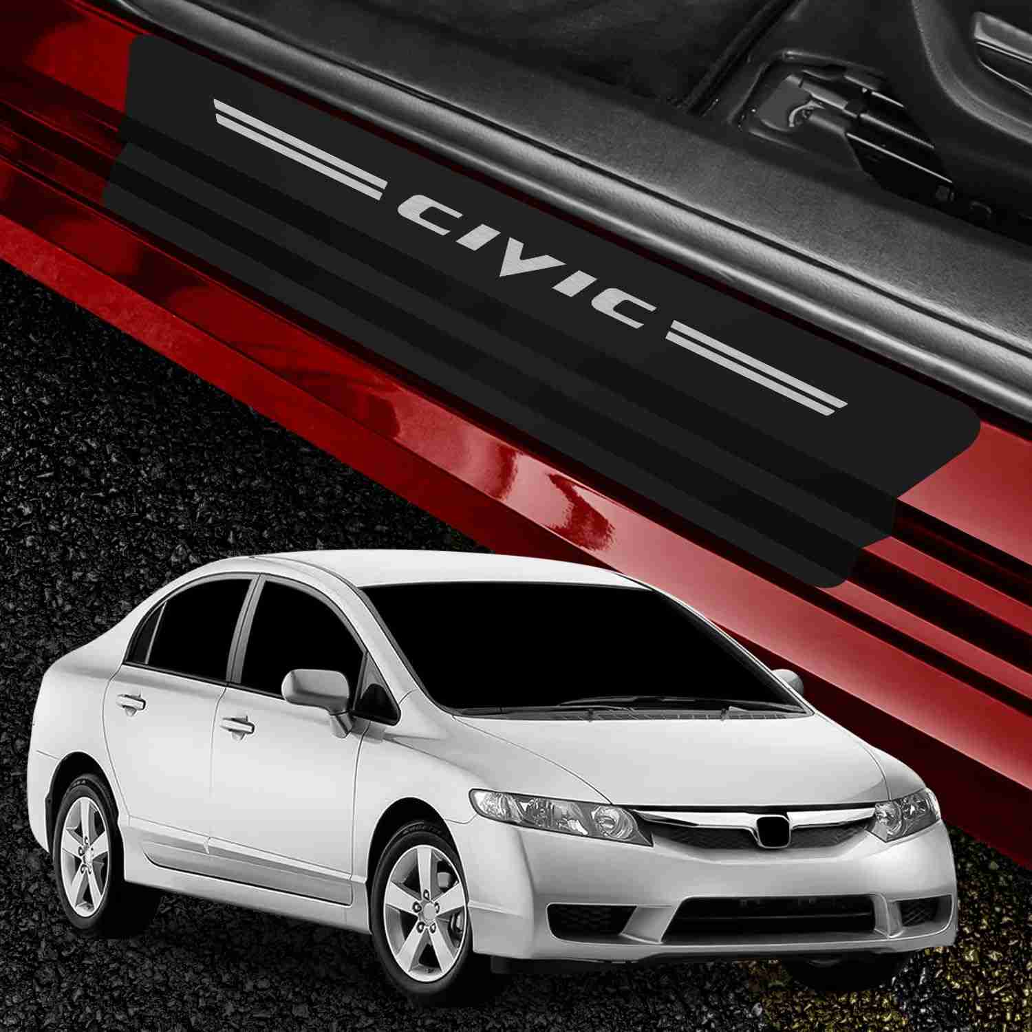 Kit Protetor de Soleira Honda Civic G8 2007-2013 Prata - Proteção e Estilo Premium