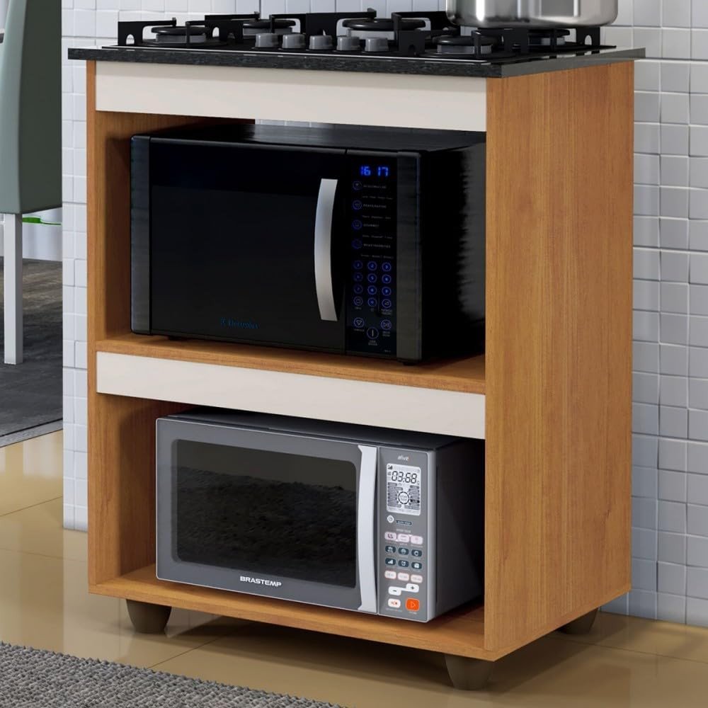 Armário de Cozinha para Cooktop Turim Nature/Off White - Design Moderno e Organização Inteligente