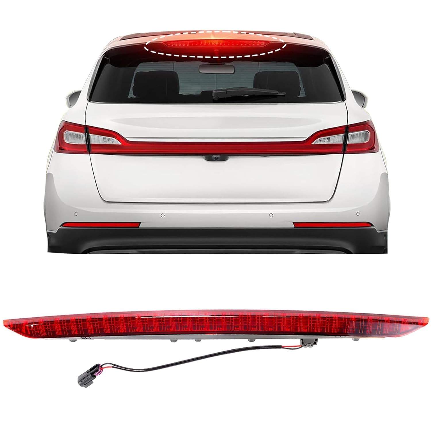 Terceira Luz de Freio LED para Lincoln MKX 2016-2018: Segurança e Estilo com Plug-and-Play