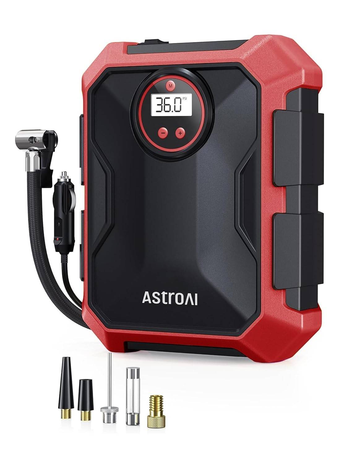 Compressor de Ar AstroAI 12V: Inflador Digital Portátil para Pneus com Luz LED e Bicos Multifuncionais