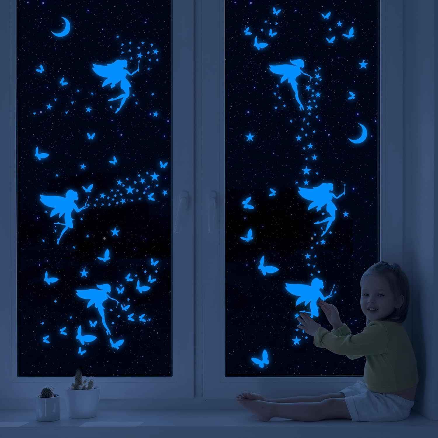 Decalques de Parede de Fadas que Brilham no Escuro - Estrelas Luminosas e Borboletas para Quarto Infantil