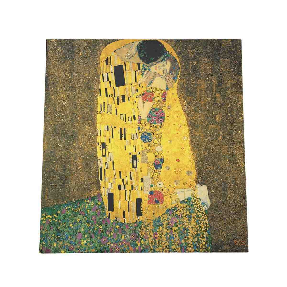 Quadro O Beijo de Gustav Klimt - Canvas Decorativo 60x60cm com Borda Infinita