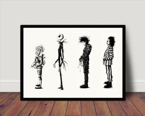 Poster com Moldura Tim Burton - Quadro Decorativo para Fãs de Cinema de Terror