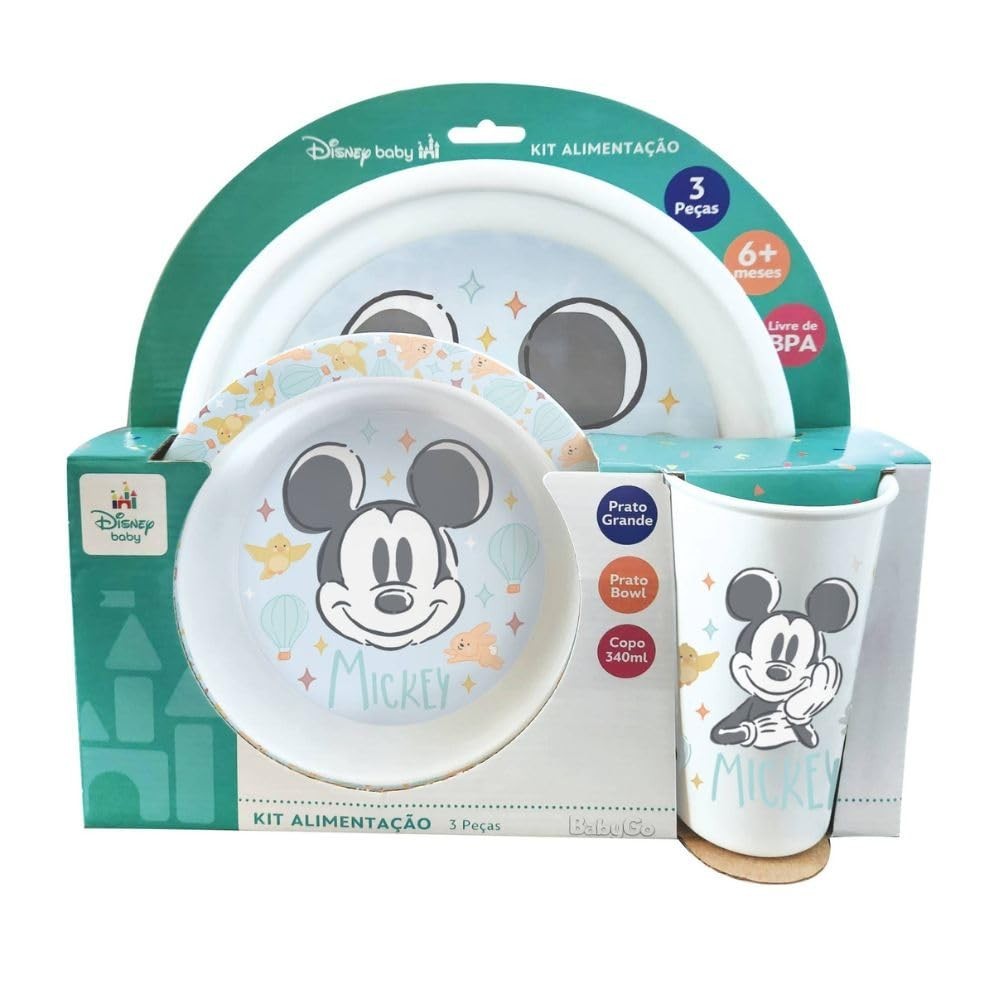 Kit Alimentação Mickey Mouse 3 Peças Dermiwil - Seguro, Divertido e Livre de BPA