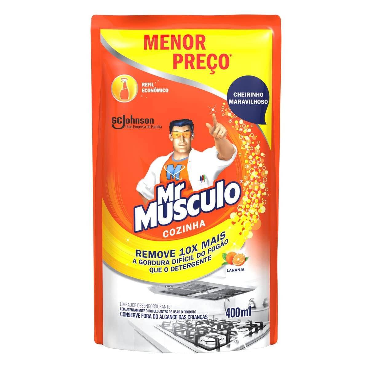 Mr. Músculo Desengordurante Cozinha Refil Laranja 400ml - Limpeza Profunda Sem Esforço
