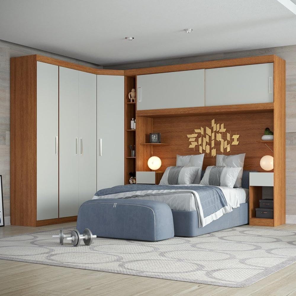 Guarda-Roupa Casal Gênova Plus 2P+2G Freijó Wood/Off-White | Design Moderno e Espaçoso