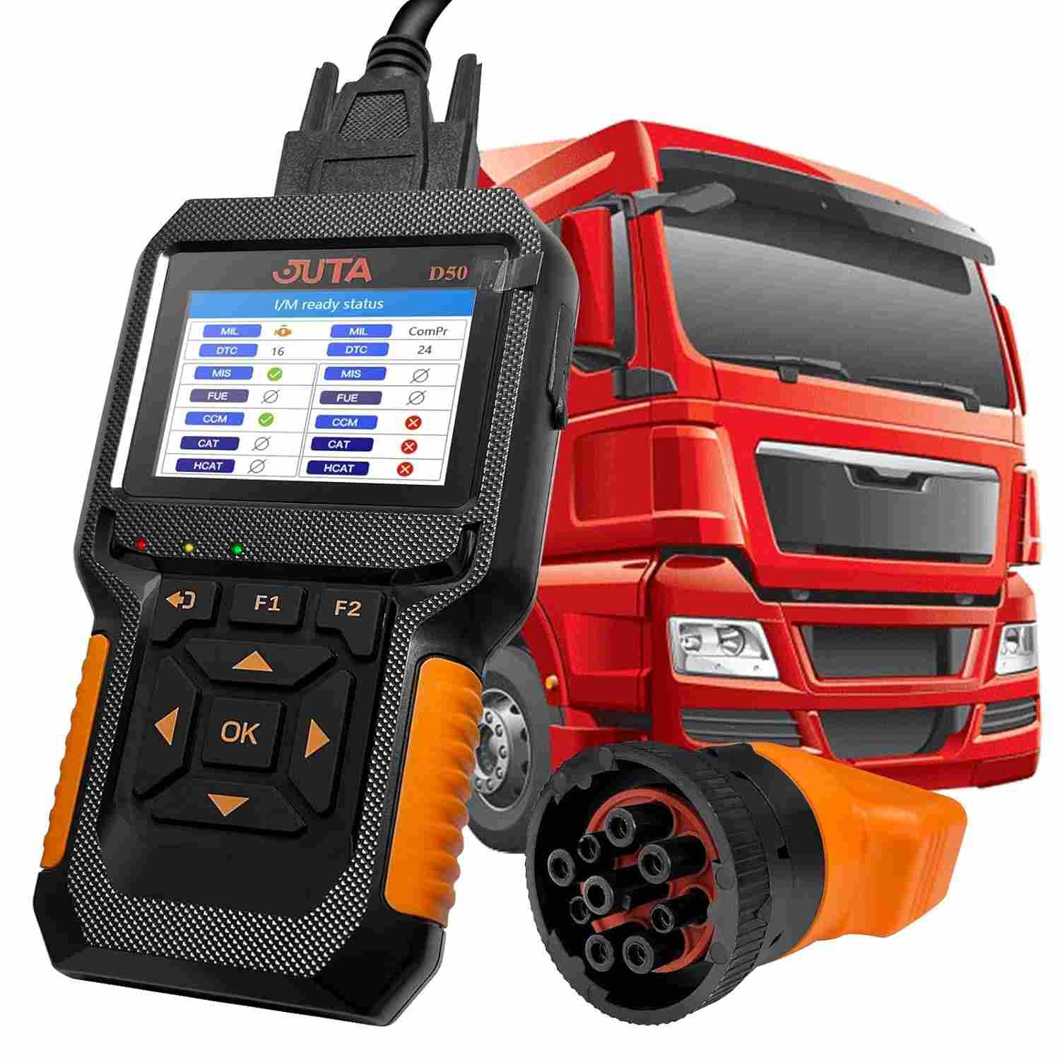JUTA D50 Scanner OBD2: Diagnóstico Completo para Carros e Caminhões Diesel