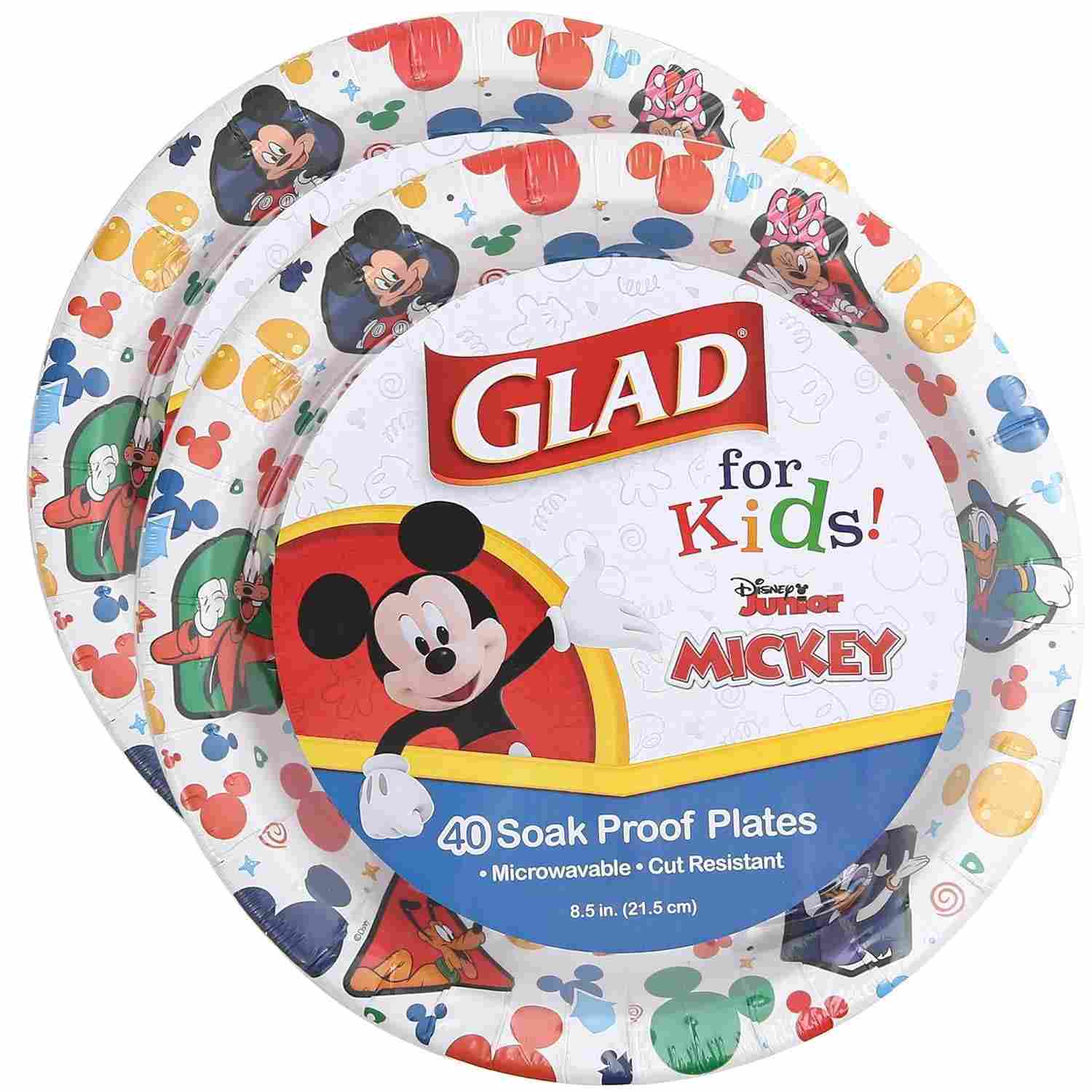 Pratos de Papel Disney Mickey - 21cm, 40 Unidades | Resistentes, Micro-ondas, para Crianças