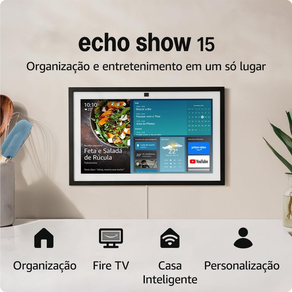 Echo Show 15: Smart Display Full HD 15.6" com Alexa e Fire TV - Sua Central de Entretenimento e Casa Inteligente