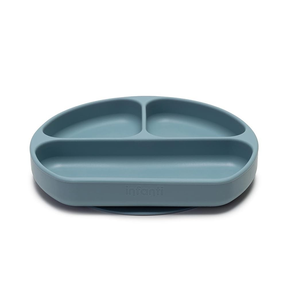 Prato de Silicone com Divisórias Infanti Piccolo Azul - Seguro, Prático e Ideal para Refeições Saudáveis