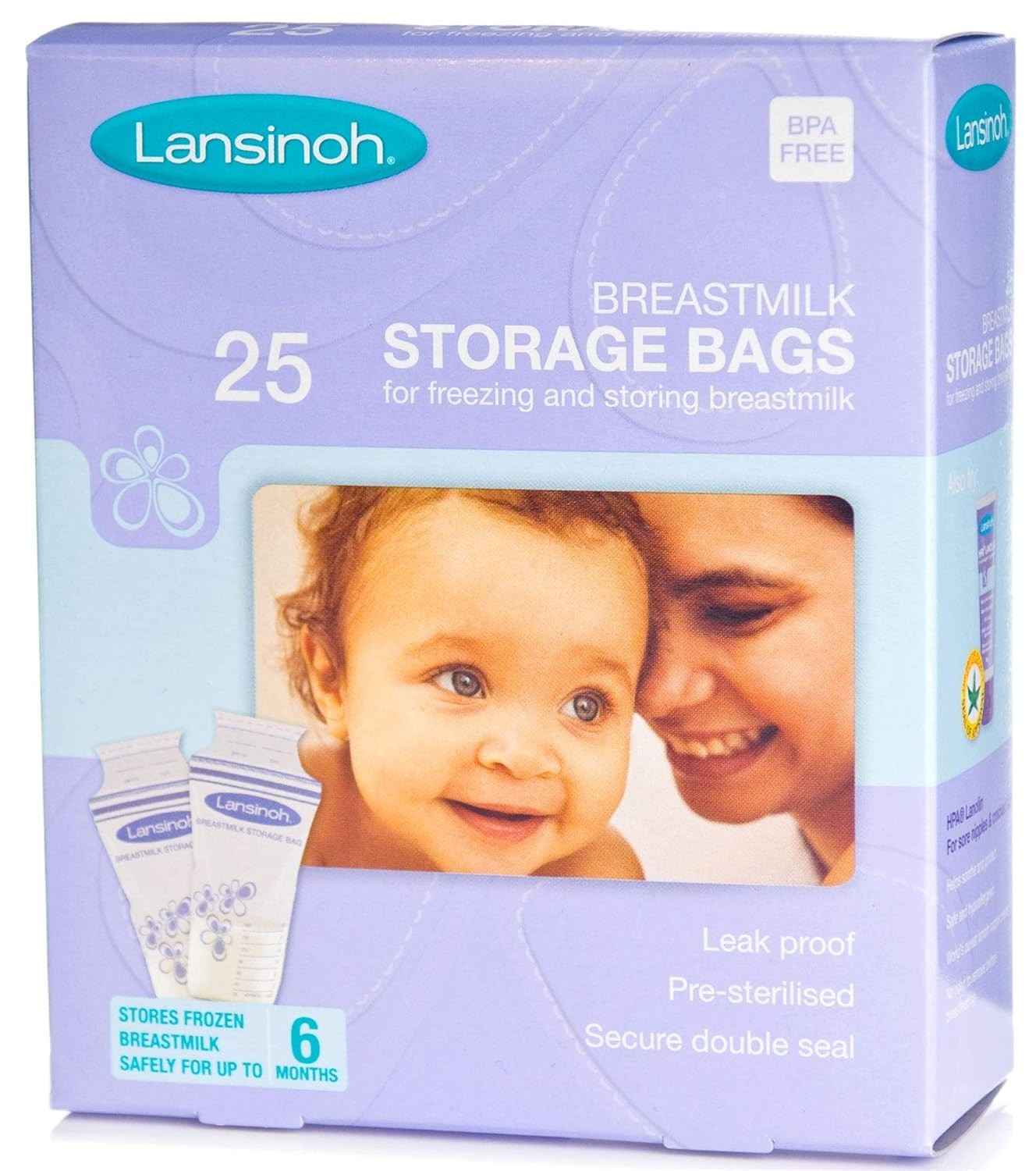 Saco para Armazenamento de Leite Materno Antivazamento - Lansinoh Esterilizado com Fecho Duplo