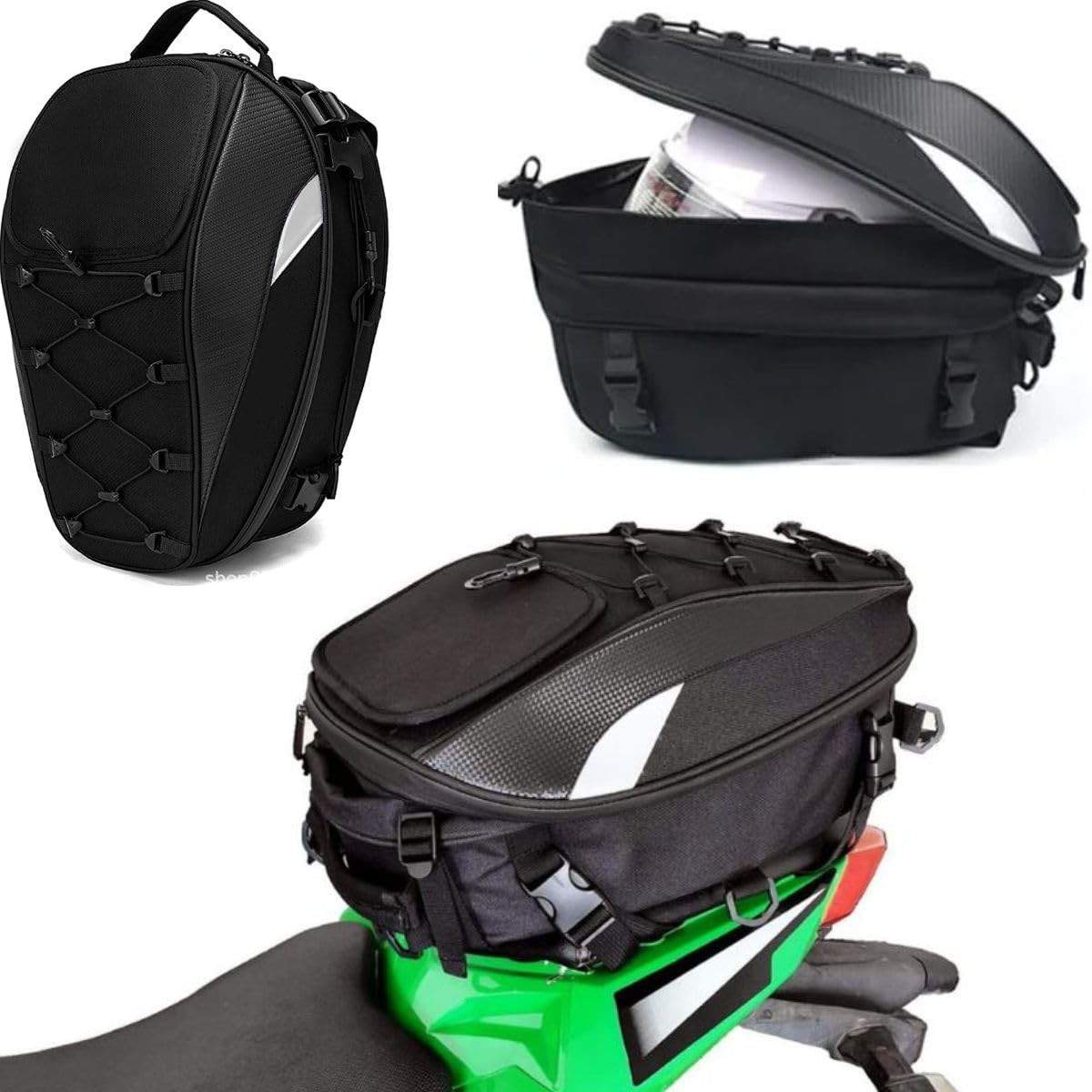 Mochila Moto Baslu: Baú Universal Impermeável com Design Esportivo e Porta Capacete