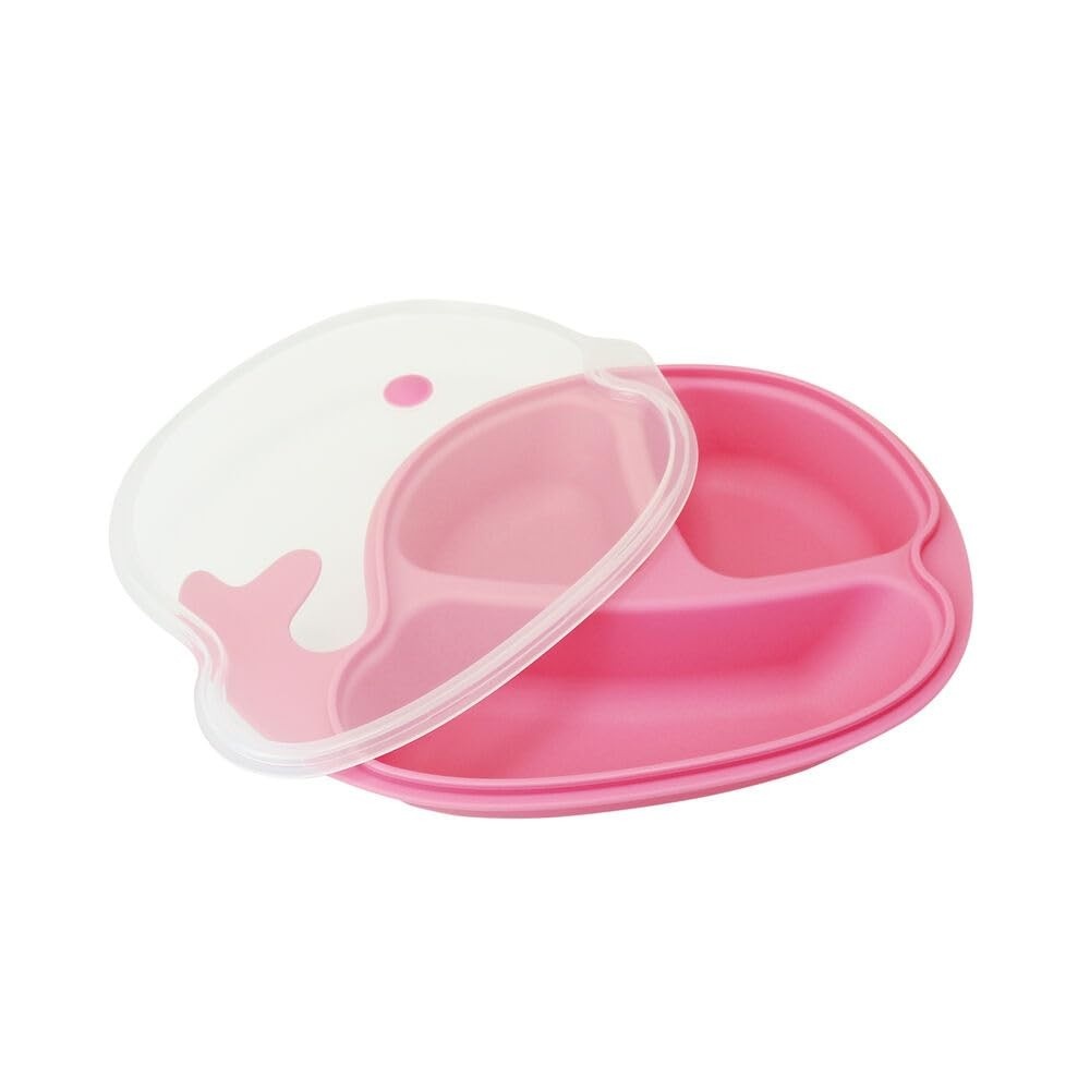 Prato Infantil Baleia com Divisórias Clingo - Rosa | Seguro, Resistente e Ideal para Refeições Saudáveis