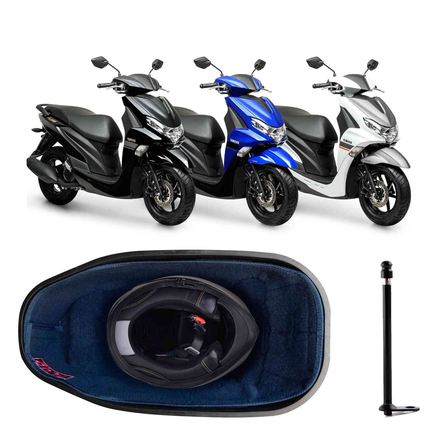 Forração Baú Yamaha Fluo 125 Azul: Proteção e Estilo com Antena Inclusa