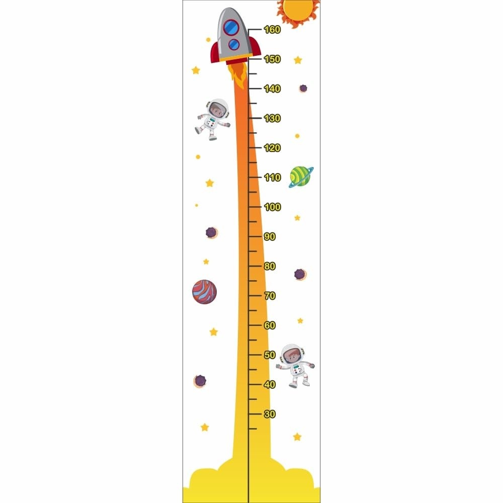 Régua de Crescimento Infantil Adesivo de Parede Foguete - Decoração e Registro de Altura para Quarto de Criança